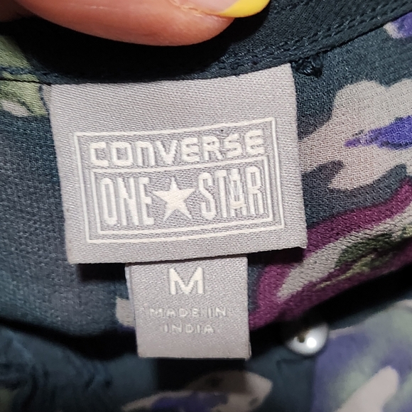 CONVERSE Mini Dress Womens Medium Floral Y2K Empire Waist Babydoll Grunge Skater - Picture 12 of 15